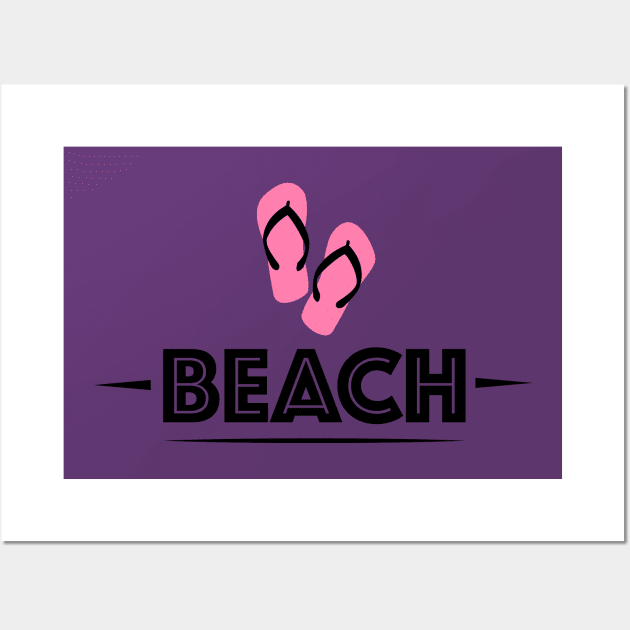 Beach Girl Flip Flop Pink Wall Art by Shirtbubble